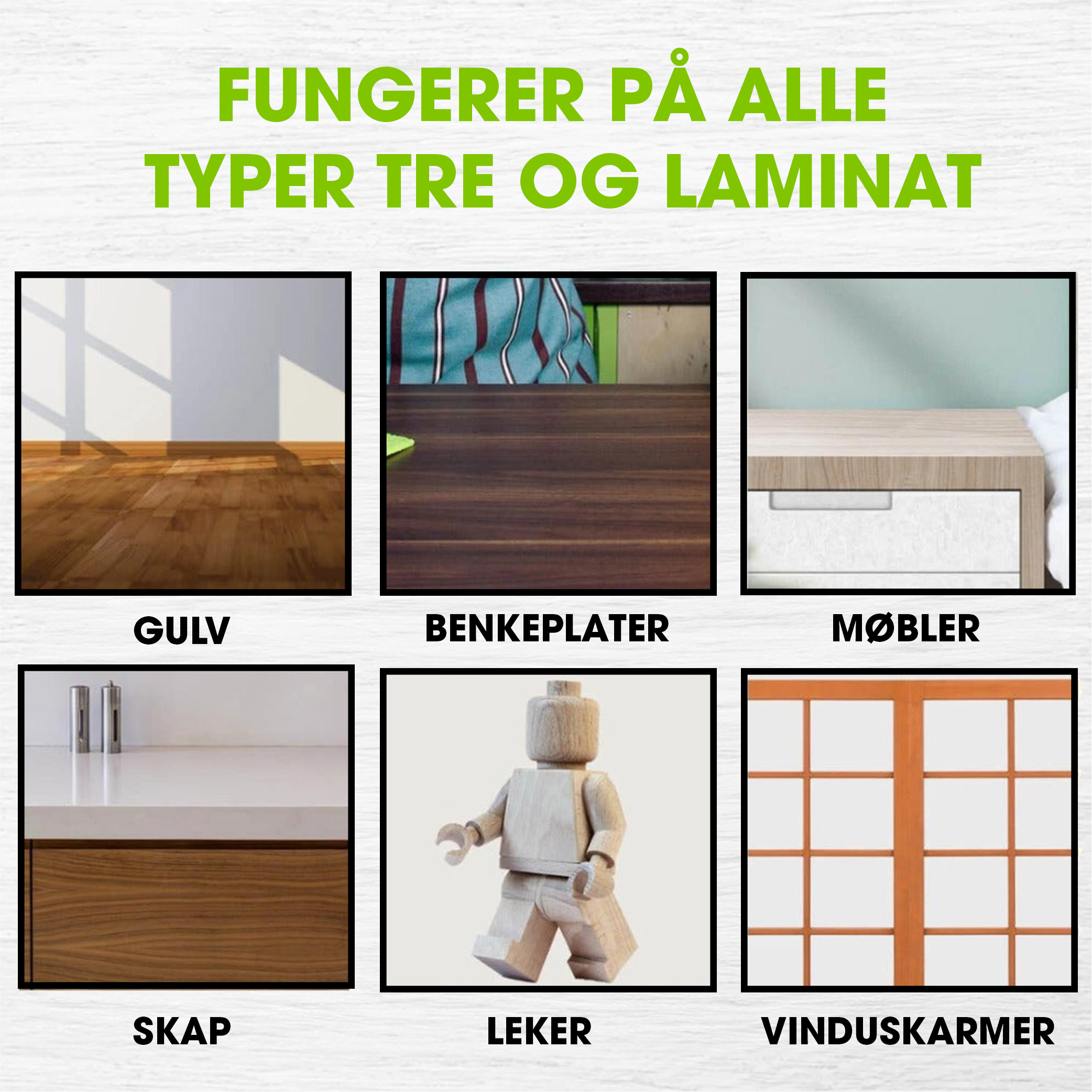 11-pakk ekstra voks for trematerial, lister og gulv (Vanlige farger) - BeeFix™