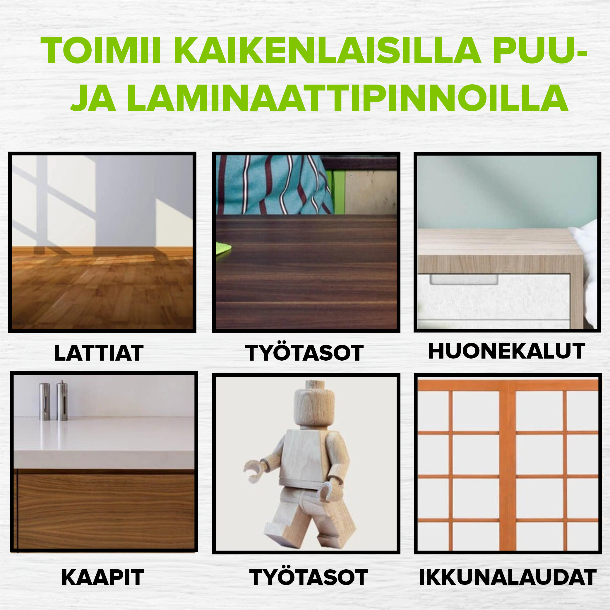 11-osainen lisävahapaketti puumateriaaleille, listoille ja lattioille (Vakiosävyt) - BeeFix™